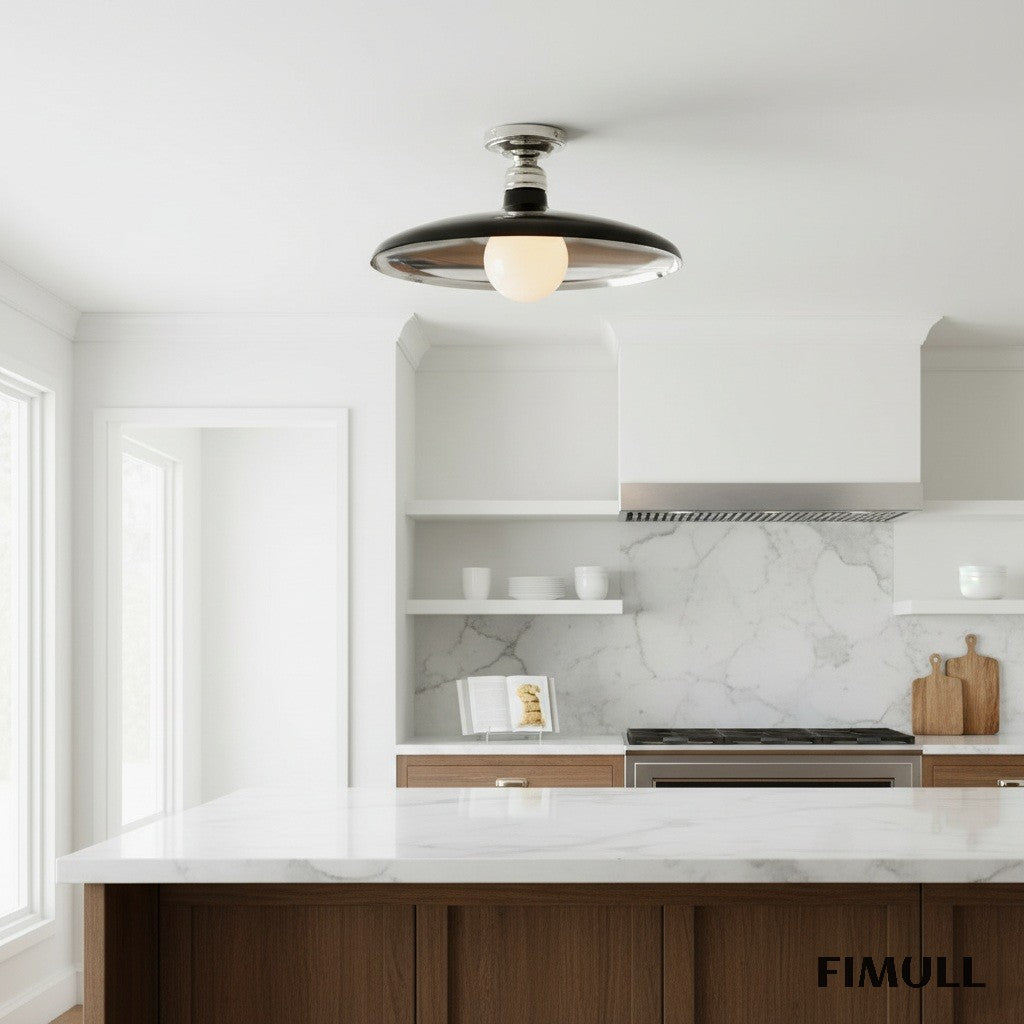 Forvara Rustic Metal Ceiling Light - Black Flush Mount for Entryway