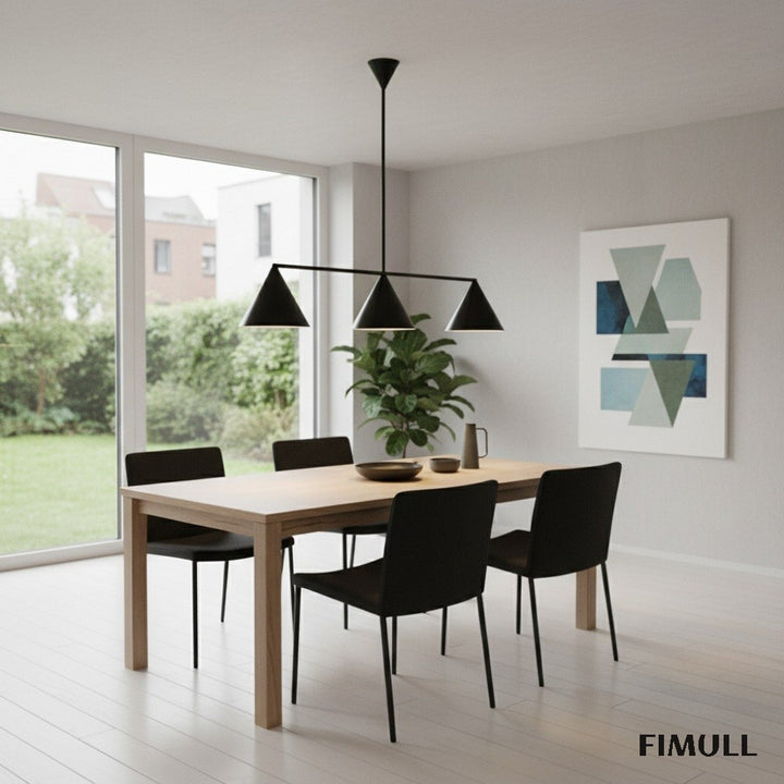 Brivana Modern Metal Chandelier - Black Cone Pendant Lamp for Office