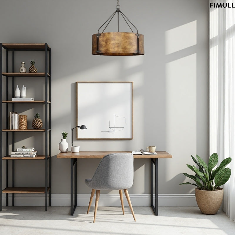 Drum Retro Industrial Hollow Design Pendant Light