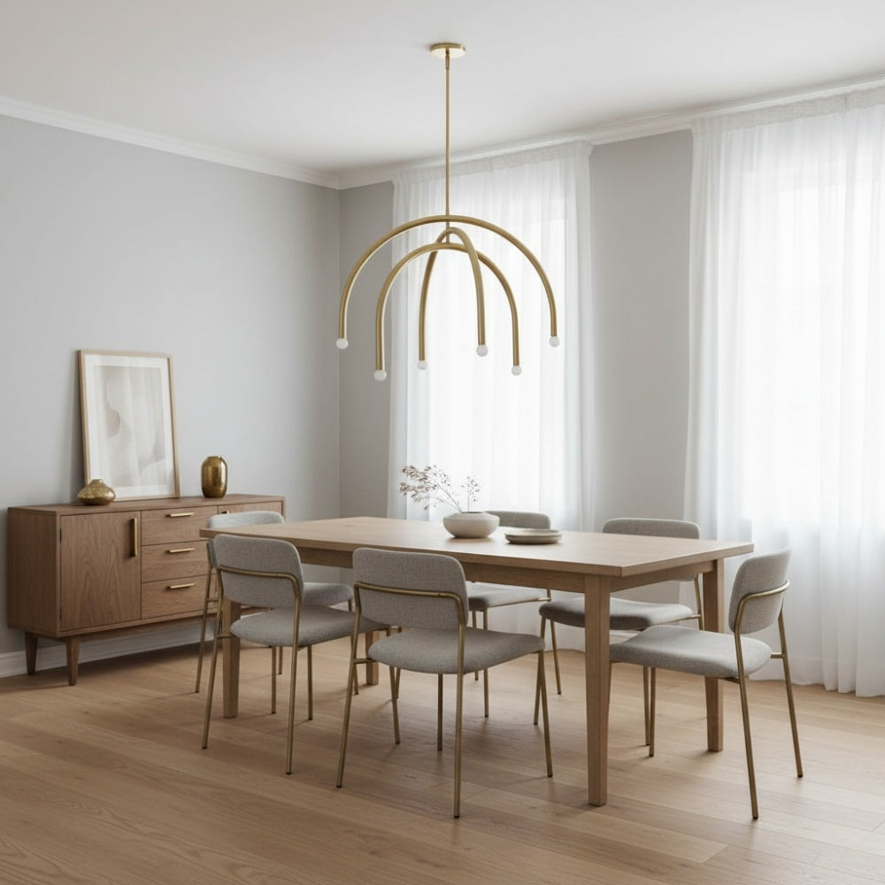 Borvia Rotatable Arm Chandelier - Modern Arc Metal Lamp for Living Room