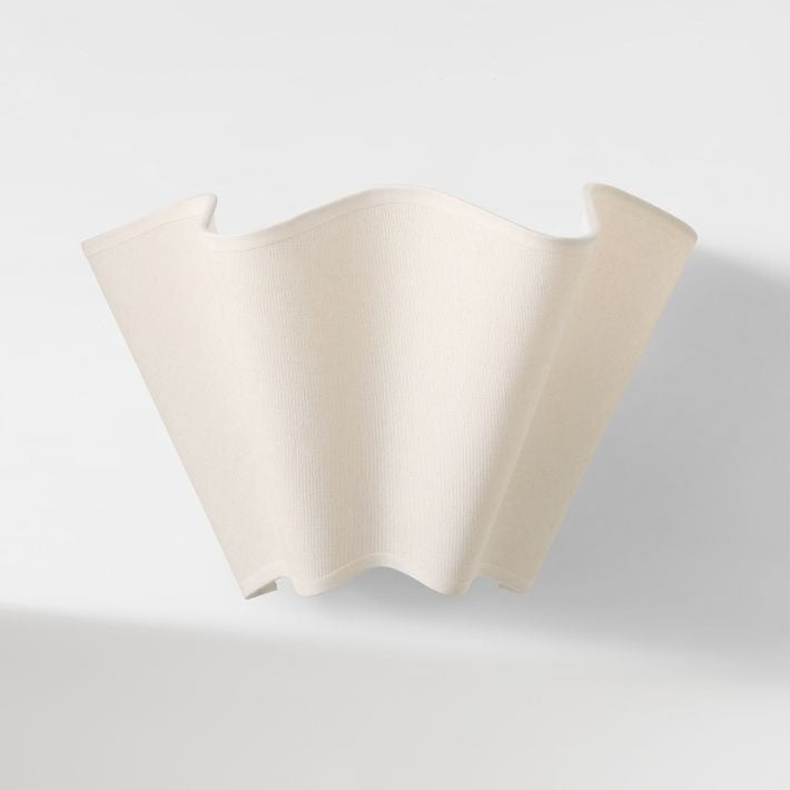 Oslan Modern Plug-In Sconce - Scalloped Ivory Linen Shade Wall Lamp