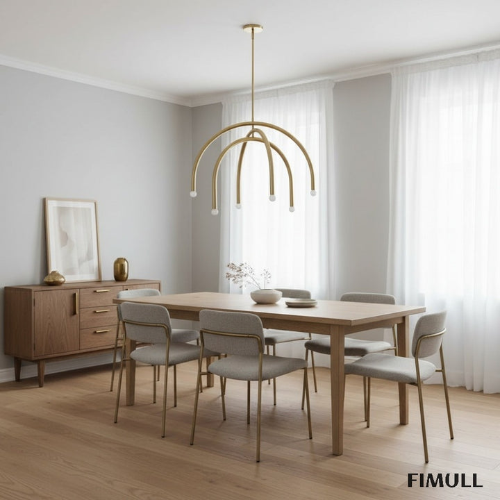 Borvia Rotatable Arm Chandelier - Modern Arc Metal Lamp for Living Room