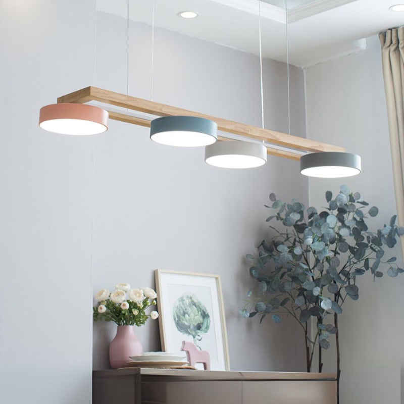 Nordic Nature Bird 4-Light Wood Pendant Light