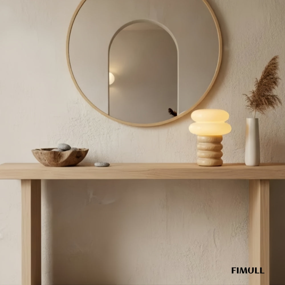 Auralume Refined Sculptural Round Disc Table Lamp for Nightstands