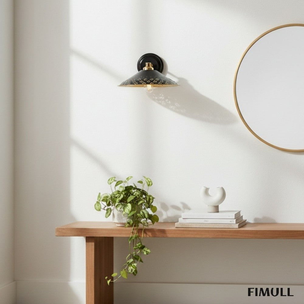 Auriglow Brass Wall Sconce - Perforated Modern Wall Light for Hallway