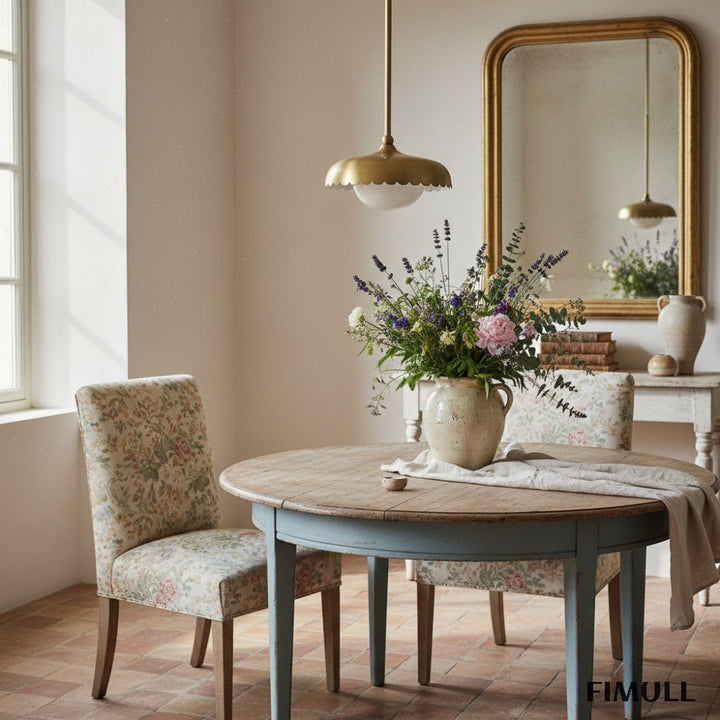 Rayla Brass Finish Pendant Lamp - Scallop Retro Glass Lamp for Kitchen