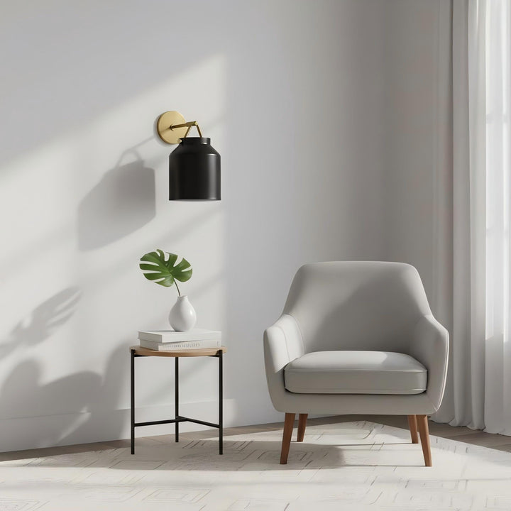Hanton Brass Damp Rated Sconce - Modern Glass Wall Light for Bathroom