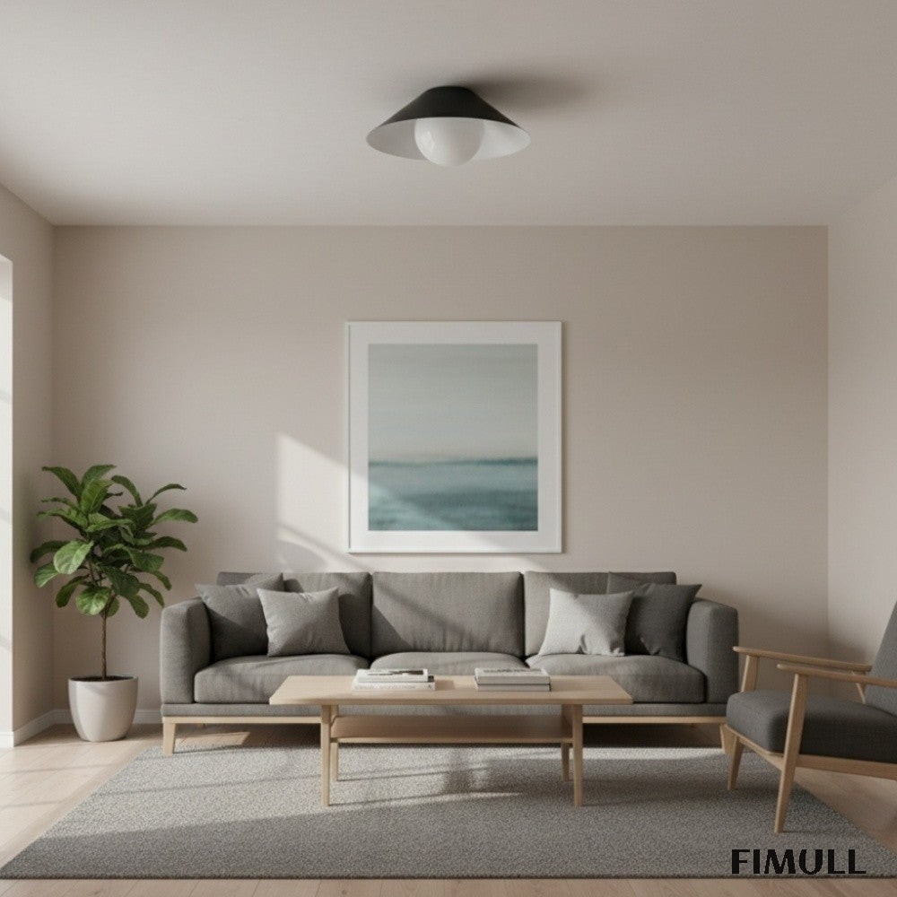 Brivana Metal Semi-Flush Ceiling Light - Modern Cone Lamp for Hallway