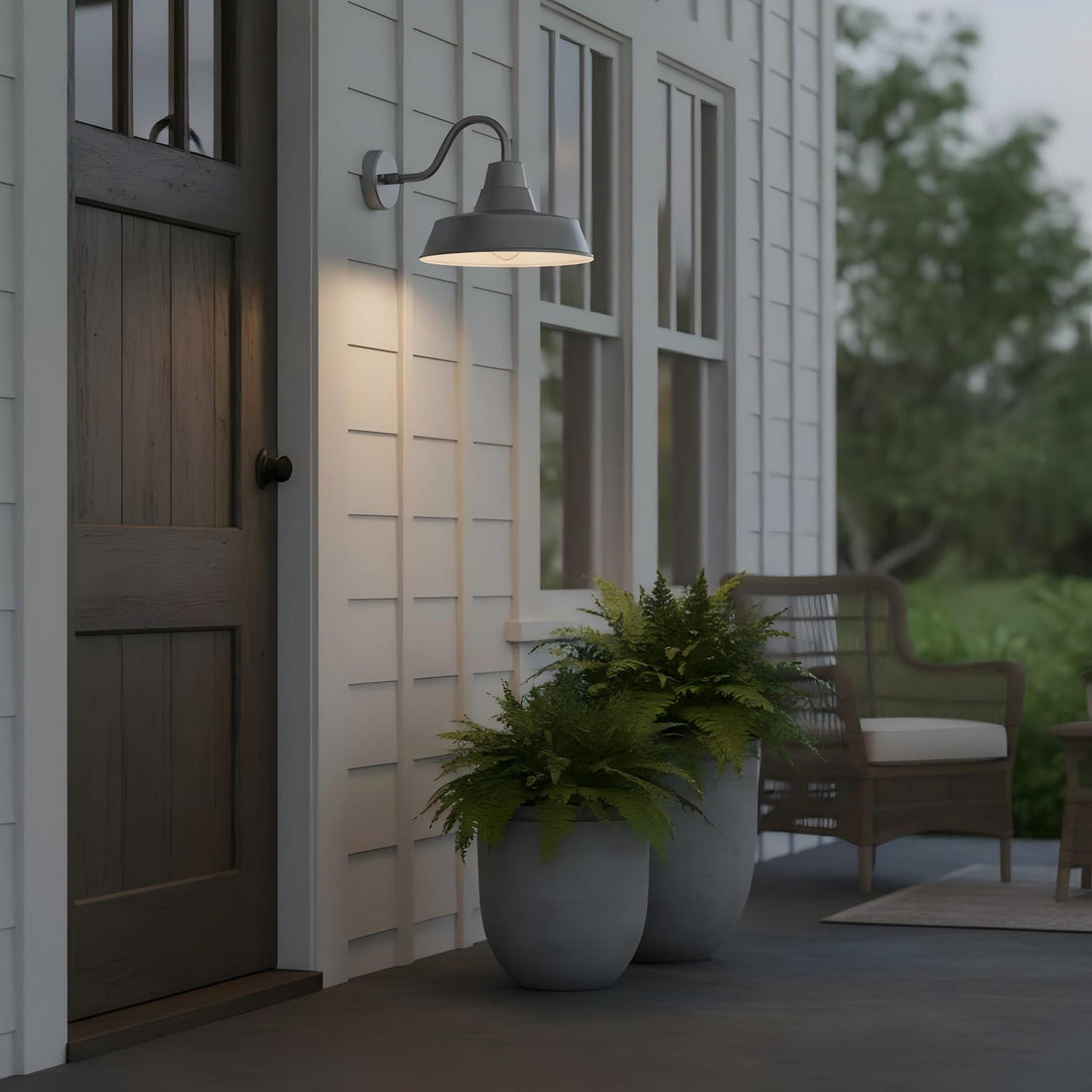 Korvi Outdoor Metal Wall Lamp - Modern Aluminum Pewter Wall Sconce