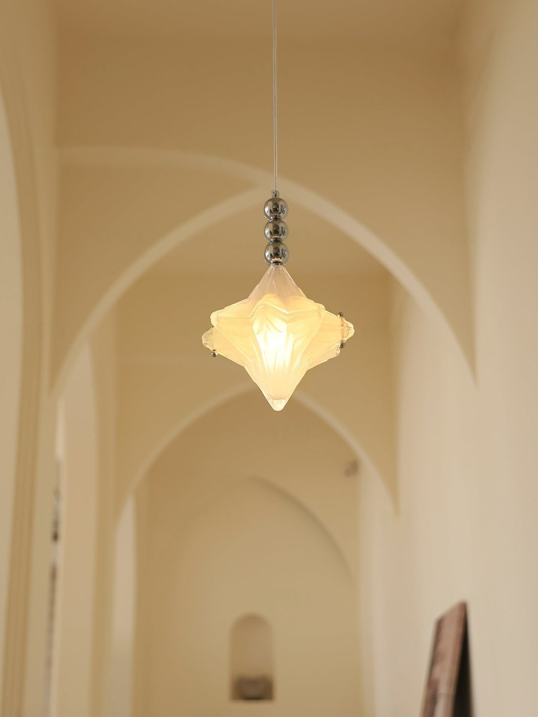 Art Deco Astris Elara Star Pendant Light - Frosted Glass Pendant with Geometric Style