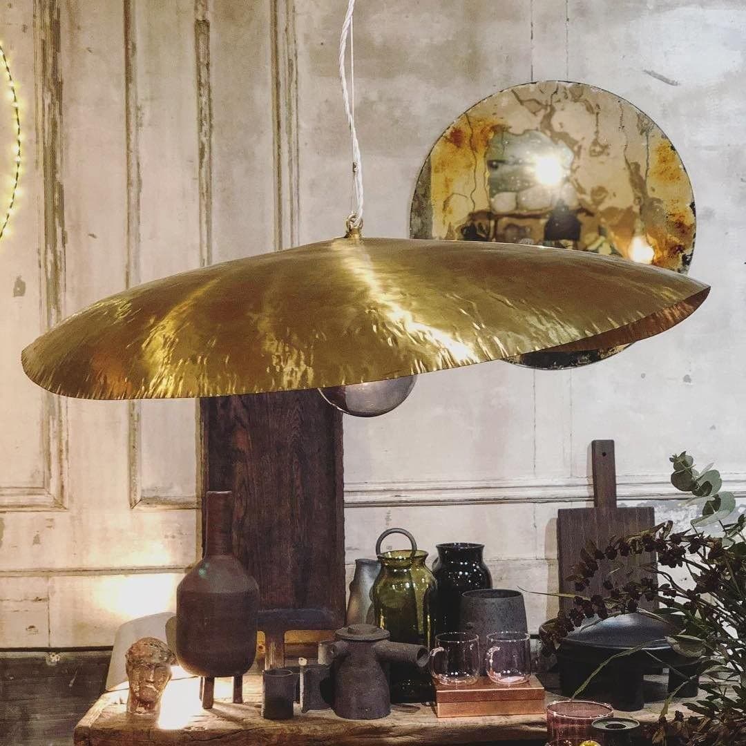 Hammered Brass Suspension Light