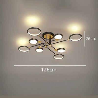 Branch Ring Chandelier - Gold Black Multi Light for Modern Bedroom
