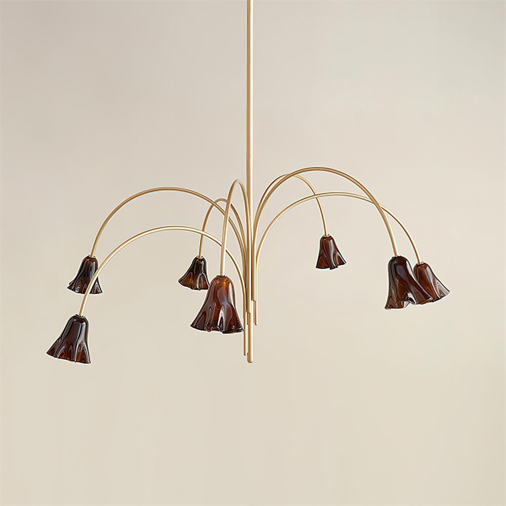 Bellina Moderner romantischer Kronleuchter – Botanisches Liliendesign mit Glasblumen