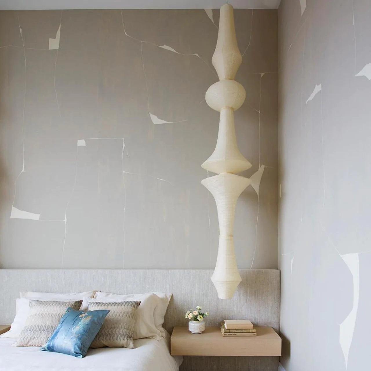 Washi Paper Pendant Light - Japanese Handcrafted Lamp for Living Room