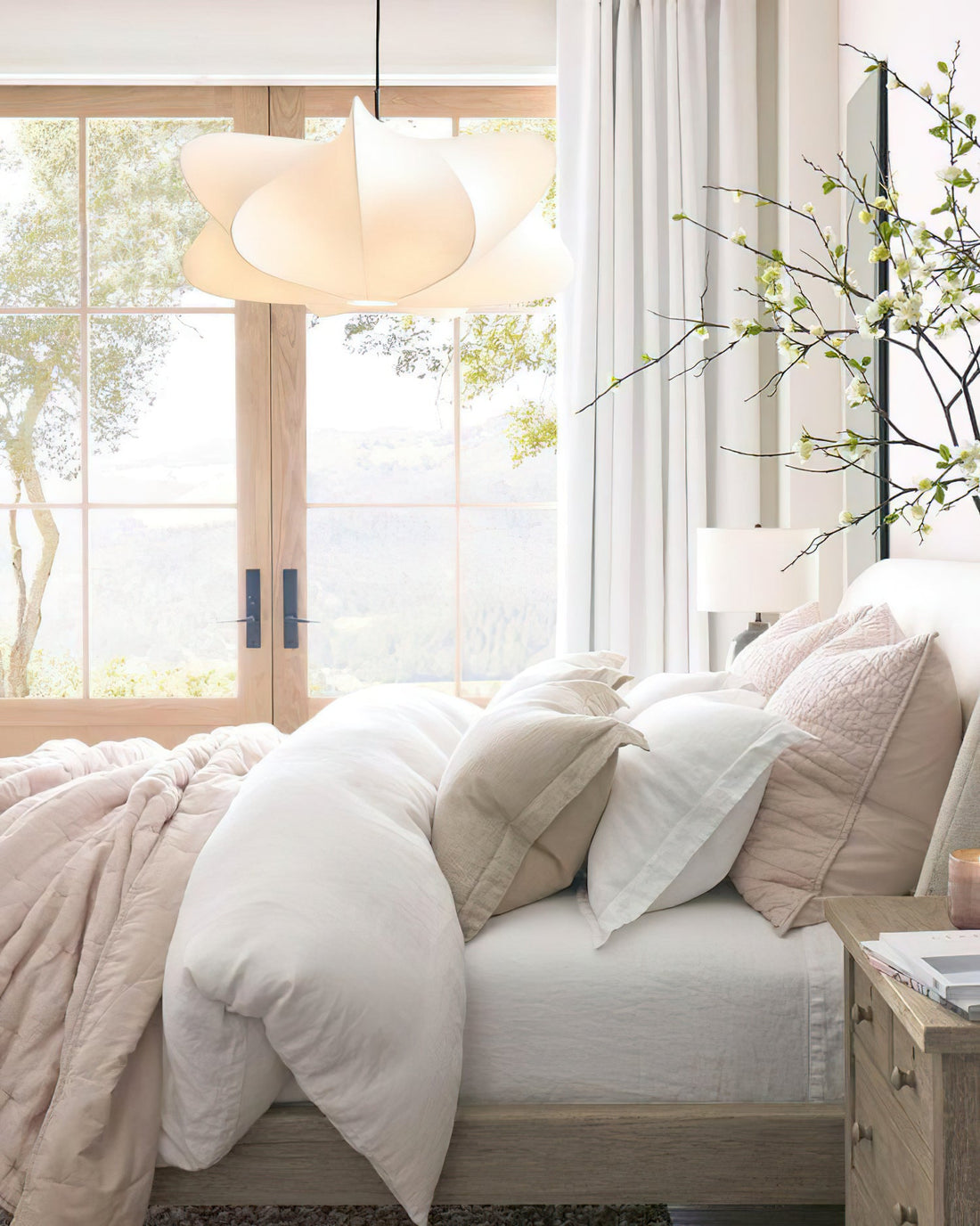 Havion Cocoon Moderne Pendelleuchte – Weißer Stoffschirm für Schlafzimmer