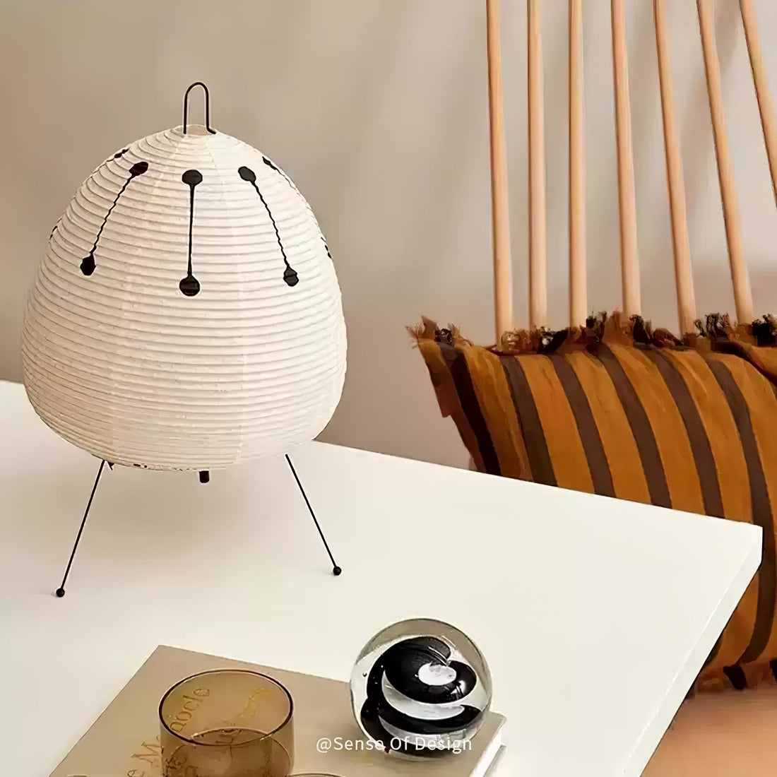Japanisch inspirierte Papiertischlampe – Maulbeerpapierlampe fürs Schlafzimmer