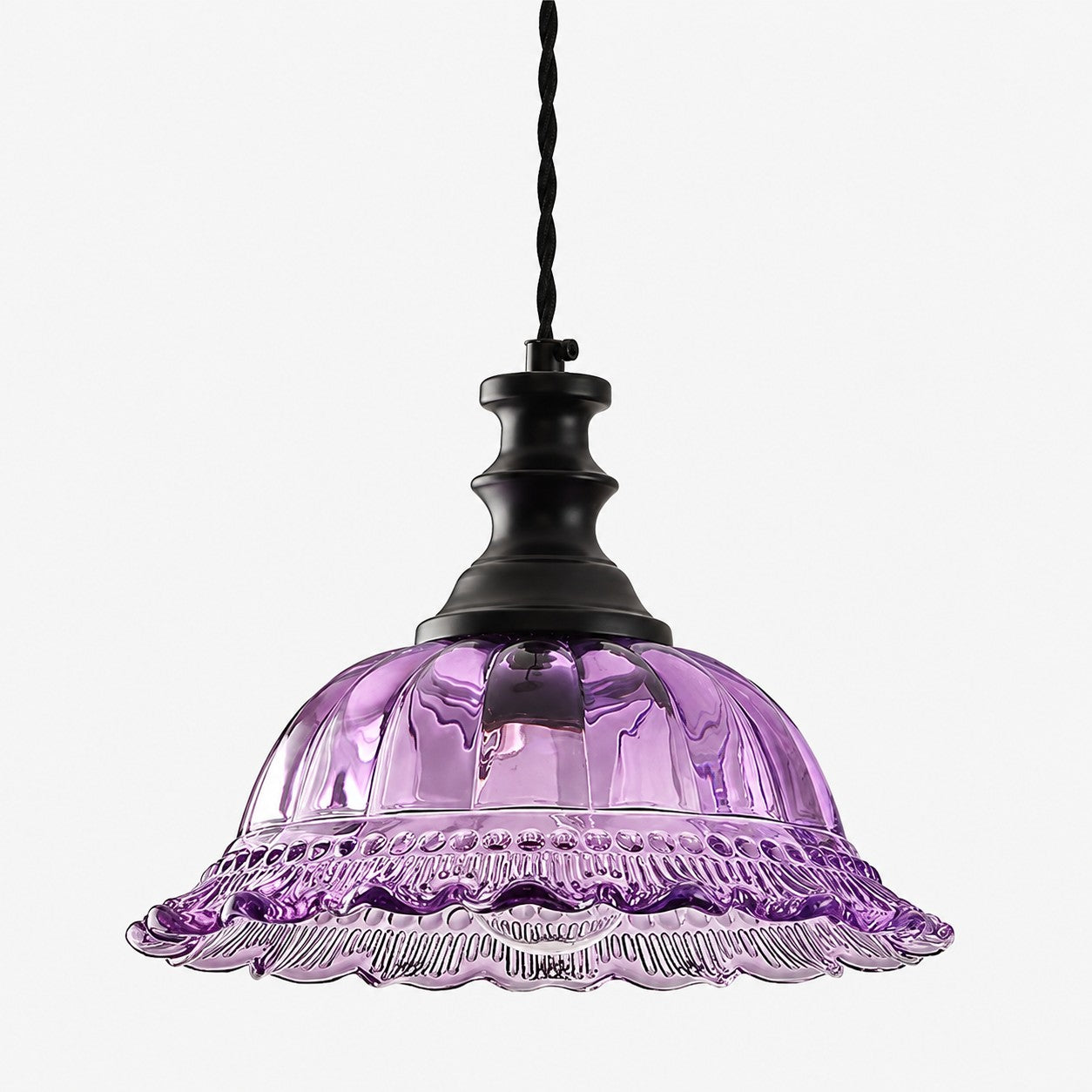 Vintage Fluted Glass Pendant Light for Kitchen & Dining