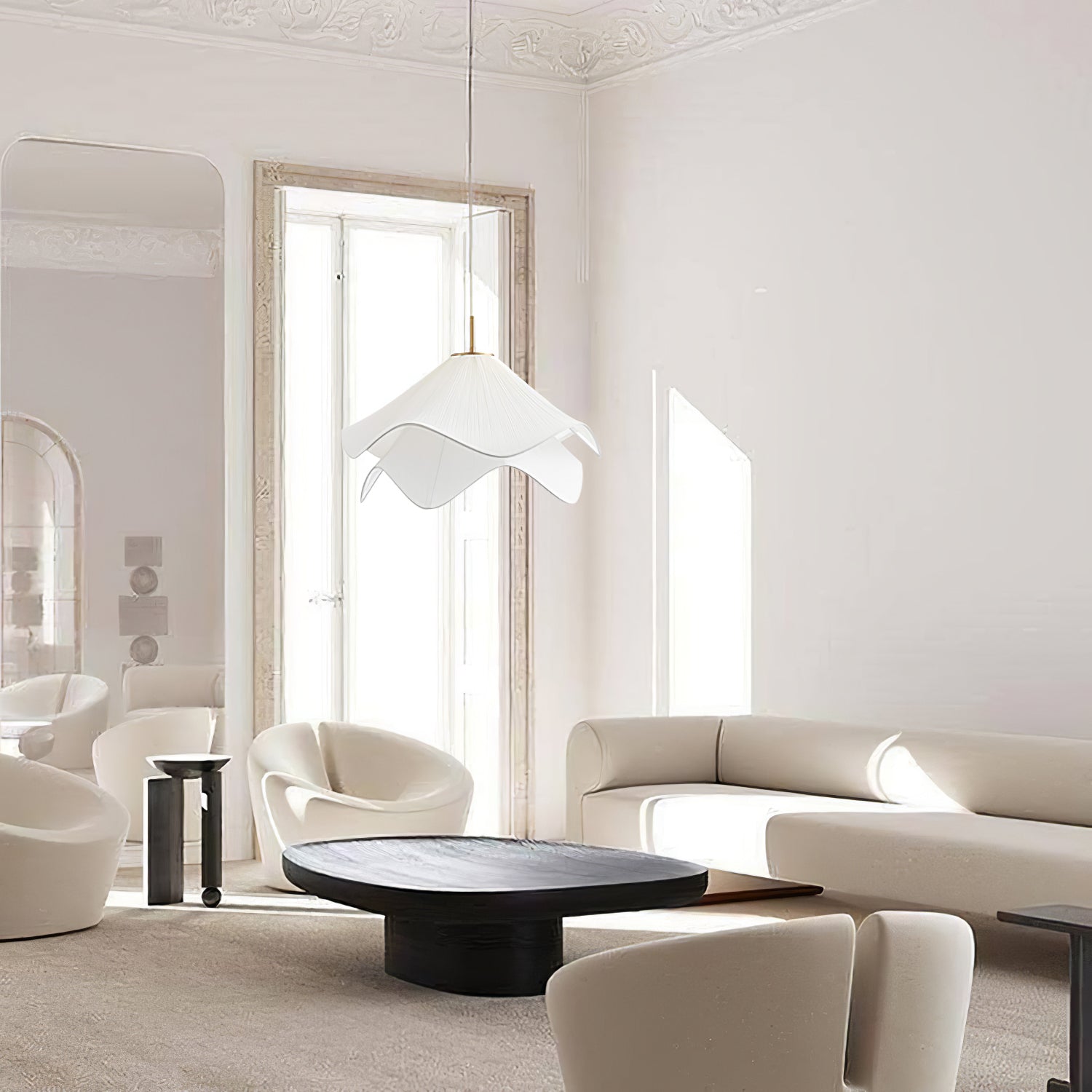 Ethereal Bloom French Floral Pleated Fabric Pendant Light