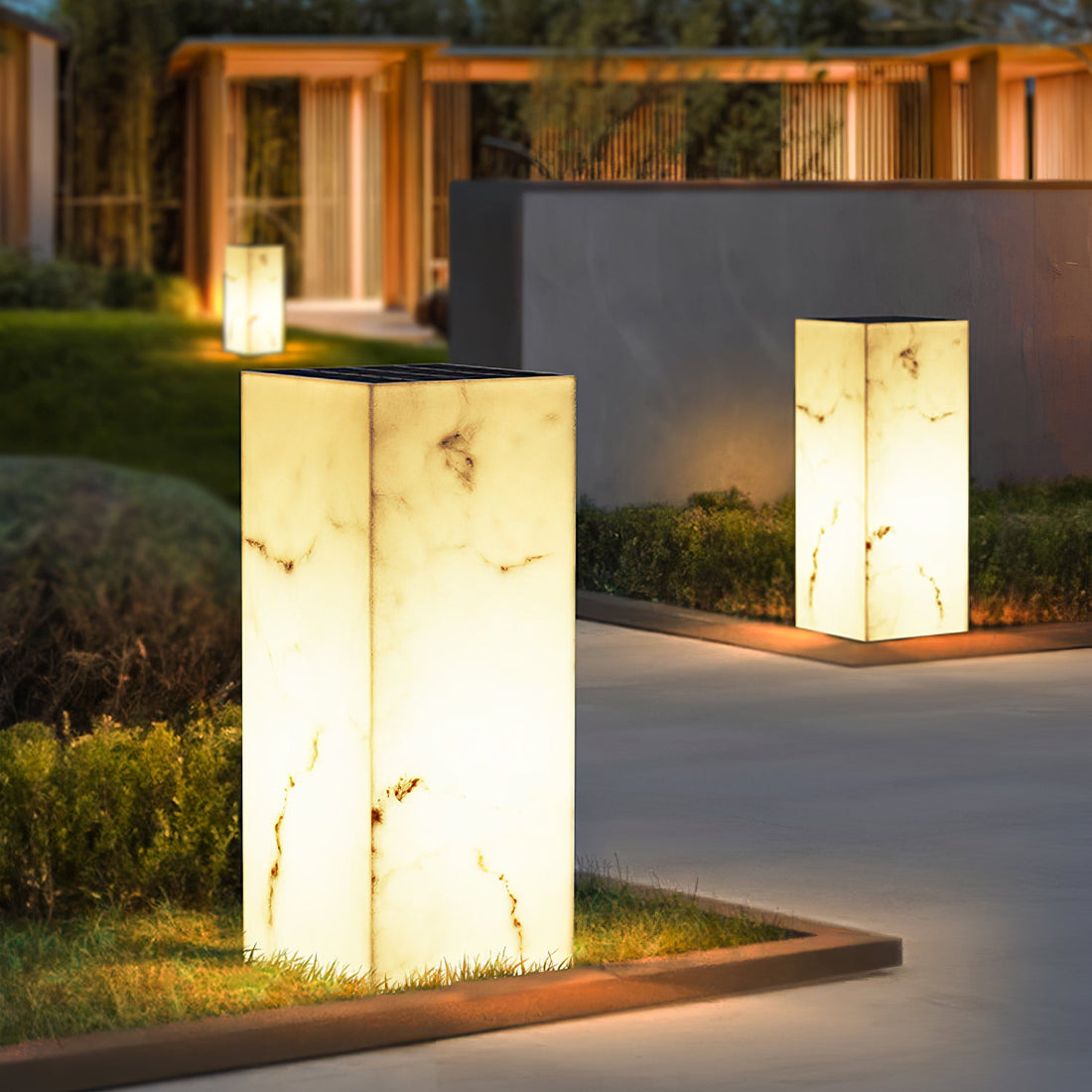 Imitation Marble Outdoor Light - Cube-Shaped Elegant Garden Patio Lamp