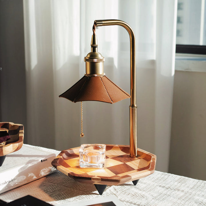 Retro Wood Table Lamp - Aromatherapy Candle Holder with Vintage Charm