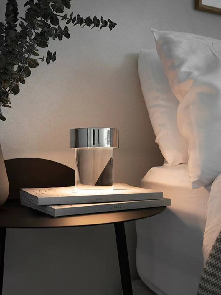 Tragbare Tischlampe – wiederaufladbare Glaslampe für Wohnzimmer und Schreibtisch