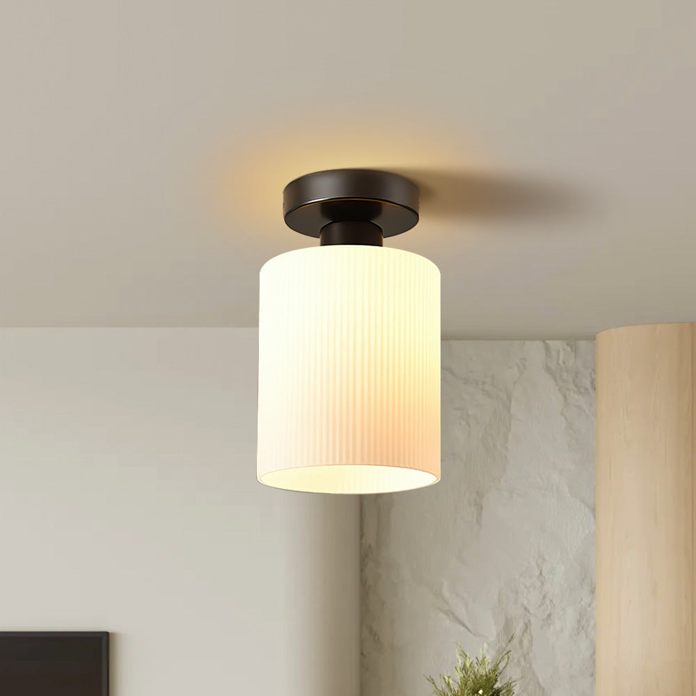 Chic Gold Ceiling Light - Mini Glass Striped Shade Lamp for Hallway