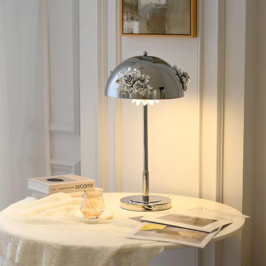 Table Lamp with Built-in Battery - Artistic Floral Light for Room