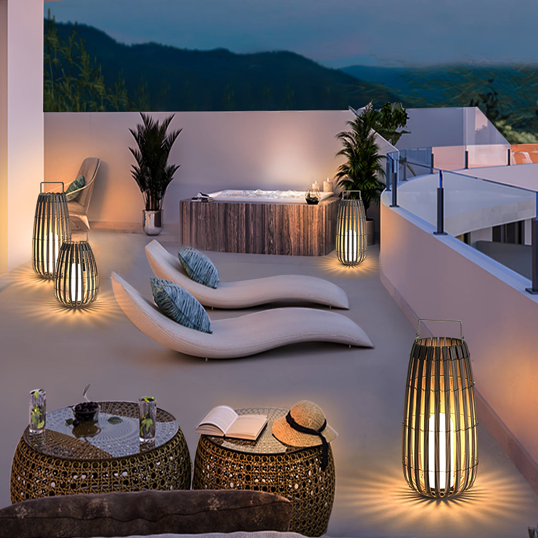 Tropic Braid Outdoor Lamp - Faux-Rattan Metal Waterproof