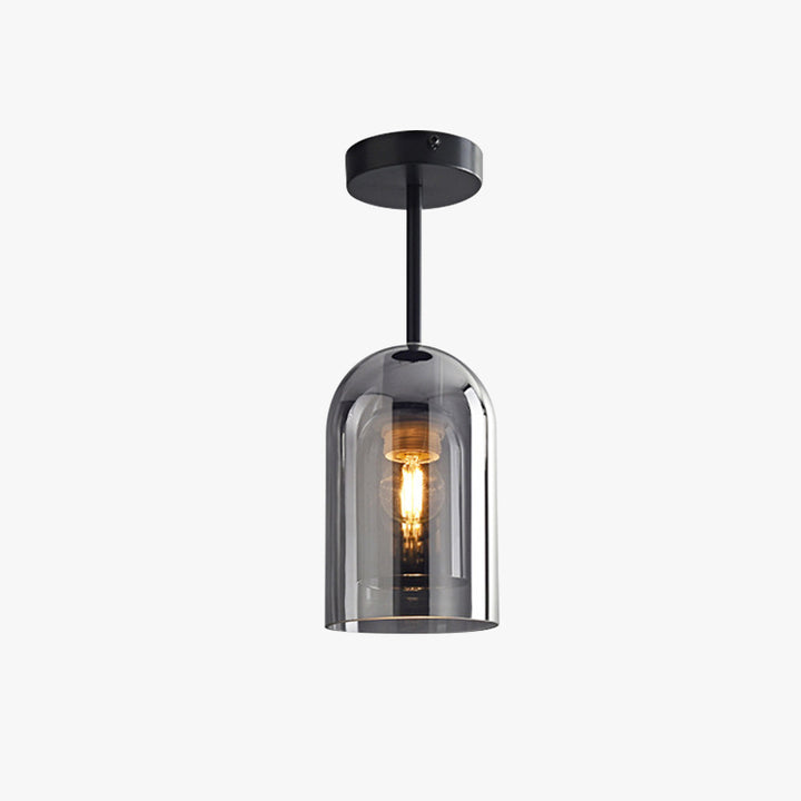 Clear Glass Pendant Light - Modern Cylindrical Lamp For Hallway