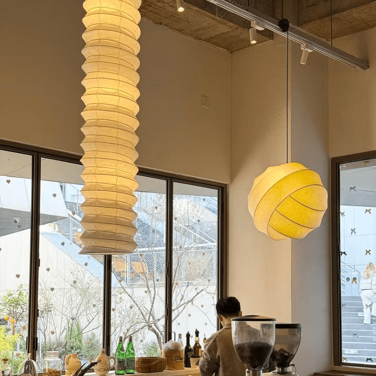 Washi Paper Pendant Lamp - Round Soft Glow for Minimalist Interiors