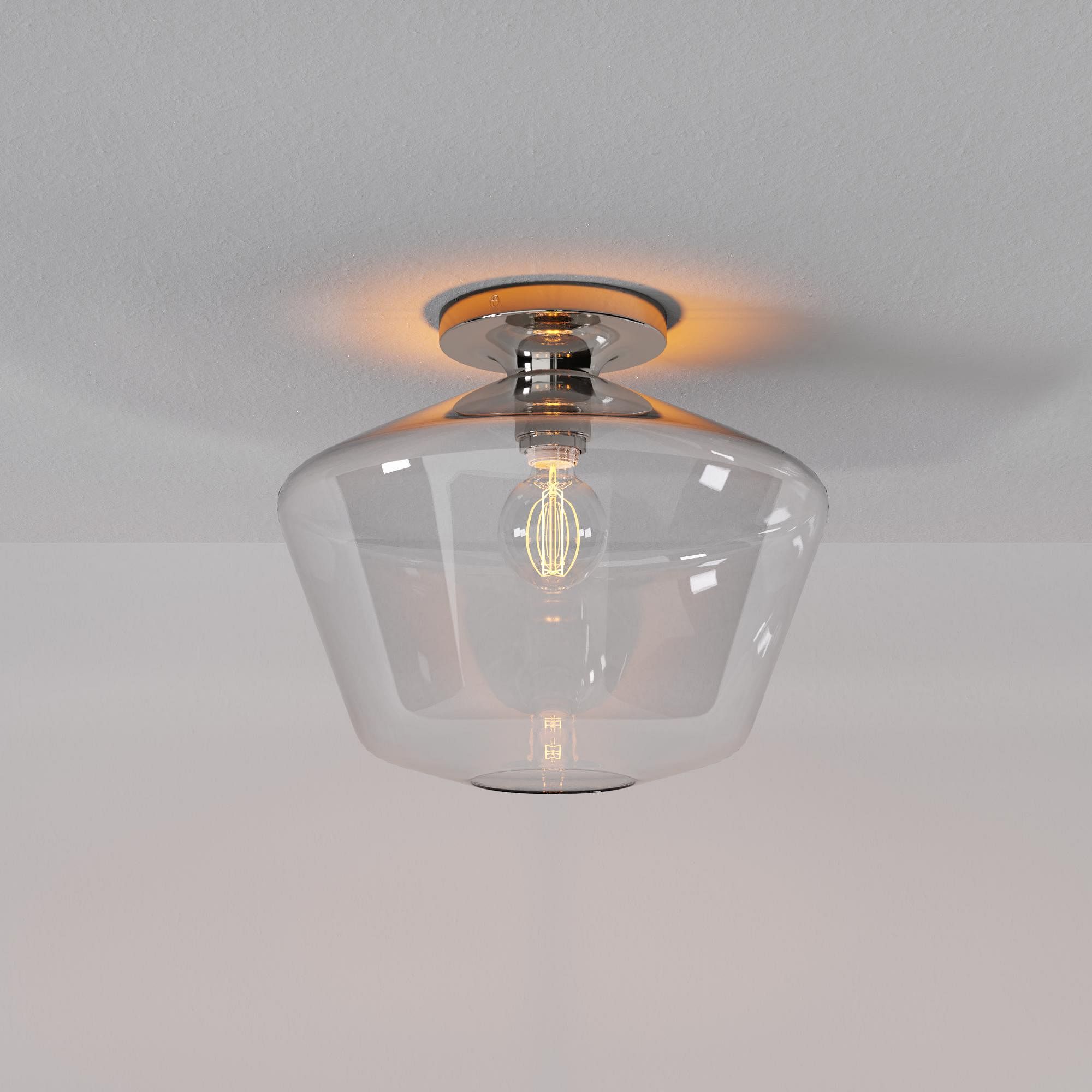 Merin Minimalist Sleek Geometric Glass Flushmount Light