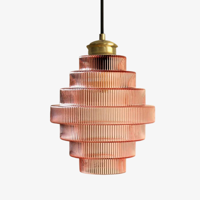 Bottis Vertical Stripe Bottle Pendant - Modern Vintage Glass Pendant Lamp for Lounge