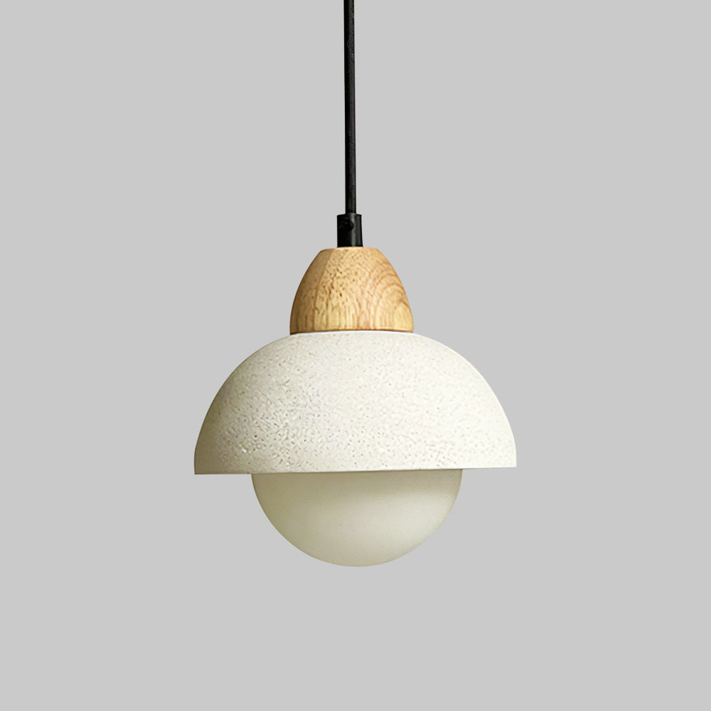 White Stone Pendant Light - Minimalist Kitchen Island Lighting Modern
