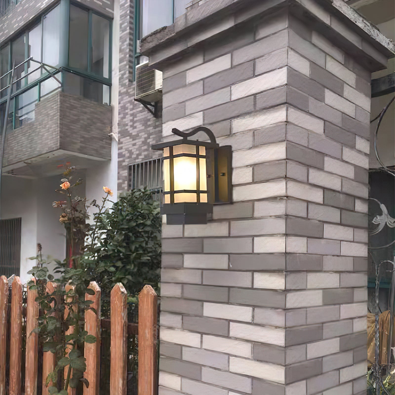 Lantern Wall Lamp - Frosted Outdoor Light for Porch & Patio