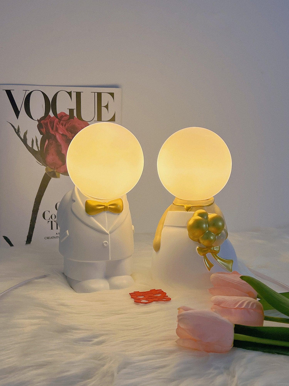Tischlampe mit Hochzeitsfigur – wiederaufladbares LED-Licht für Veranstaltungen