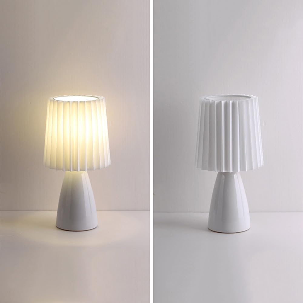 Modern Mini Table Lamp - Simple Fabric Shade with Metal Base