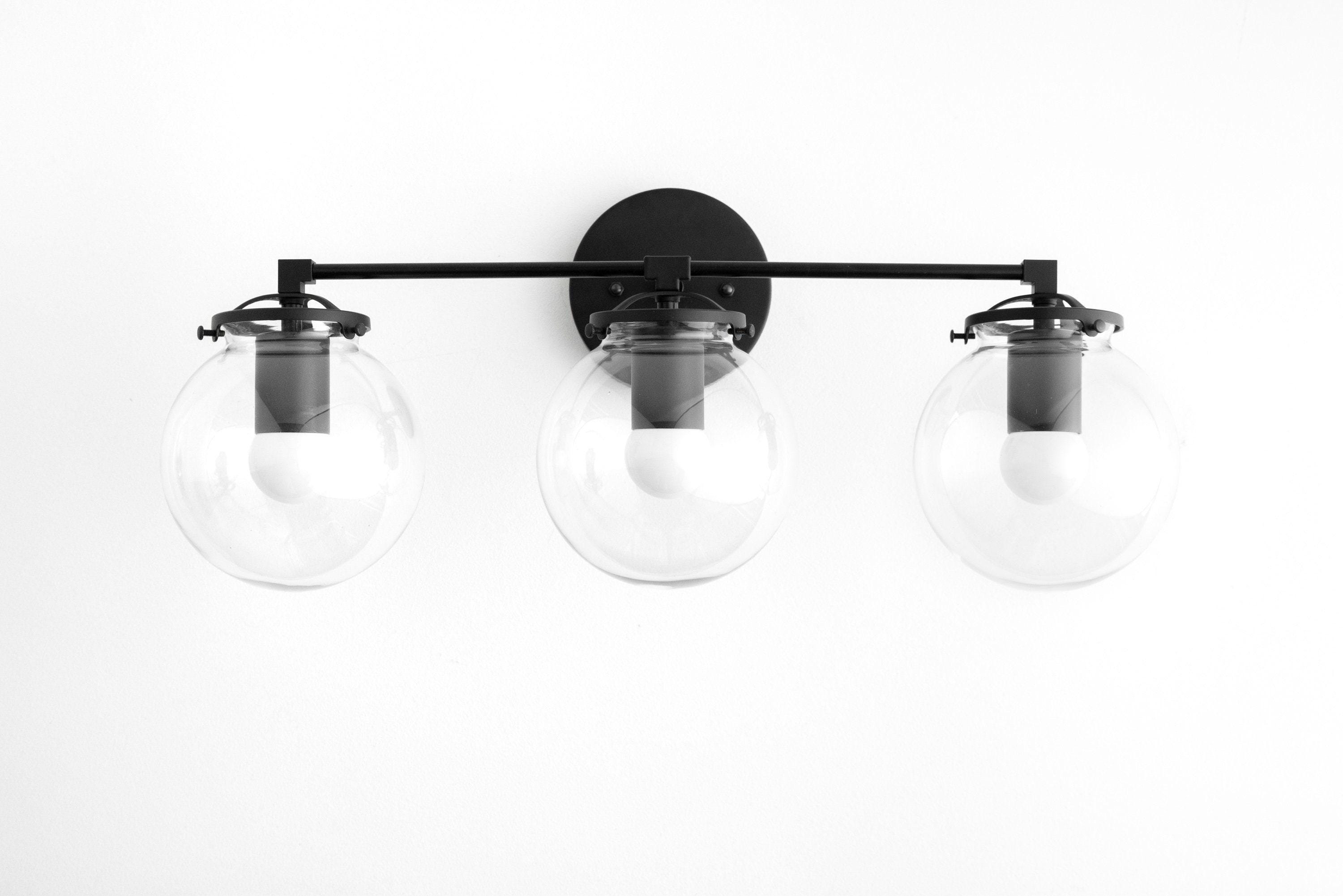 Glorica Glass 3 Shade Globe Vanity Light - Soft Bathroom Light Fixture
