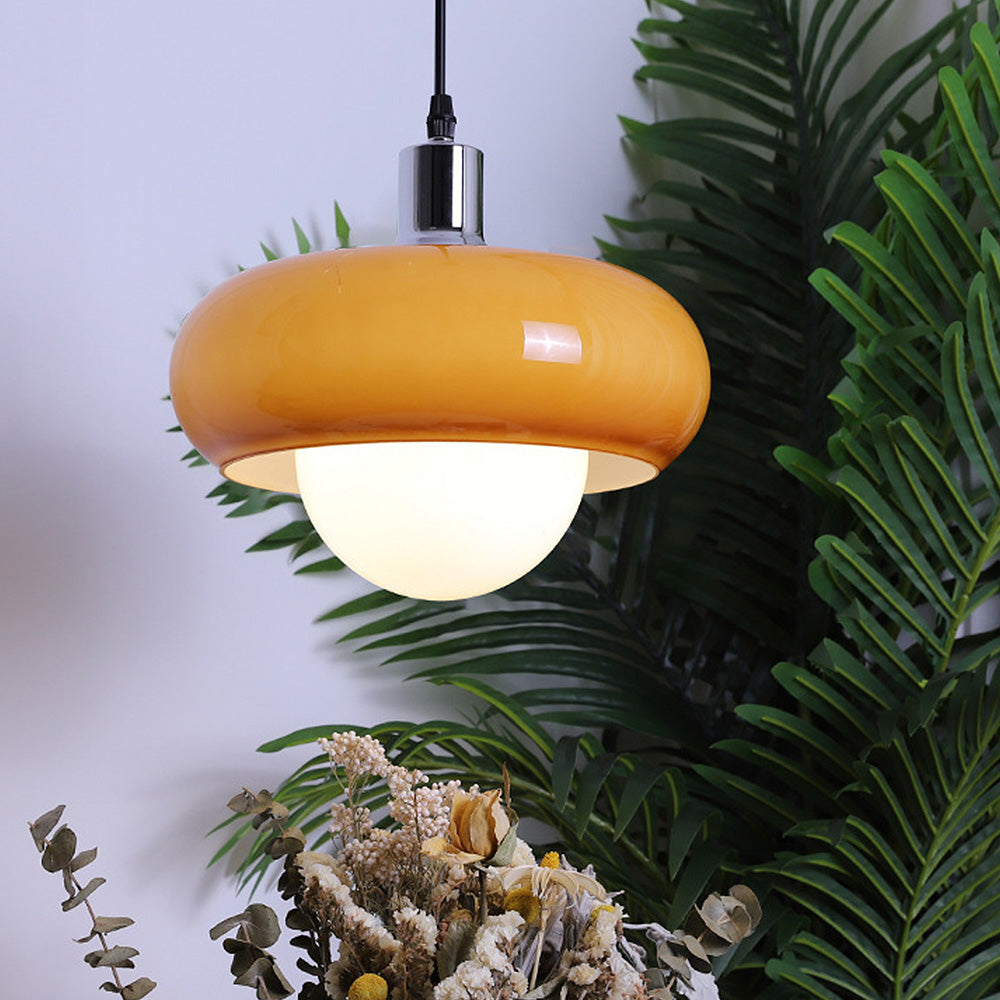 Bauhaus Glass Pendant Light - Coffee Dome Lamp for Dining Room