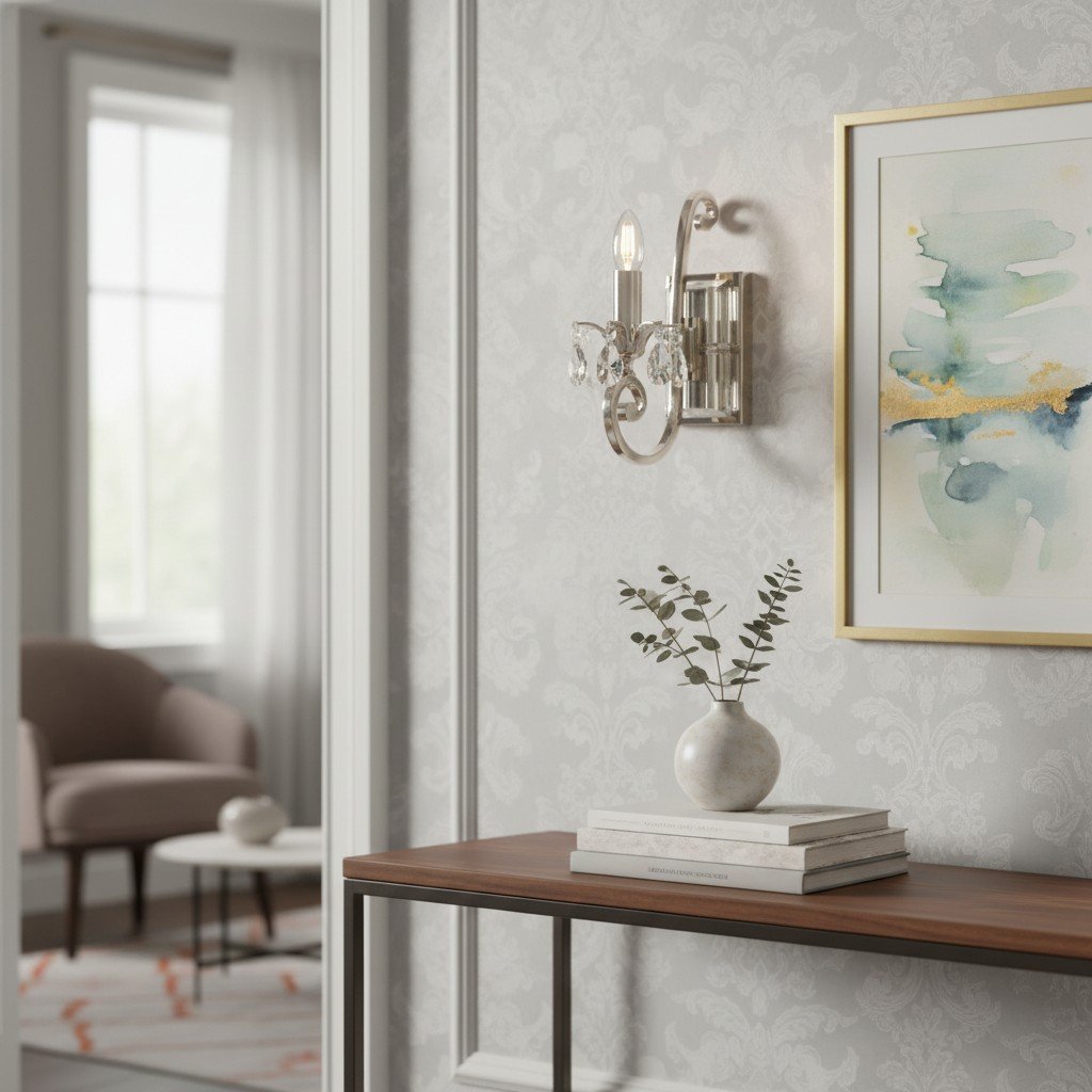 Talonis Kristall-Akzent-Wandleuchte – Gebogenes Chromarm-Design für Wohn- und Flurbereiche