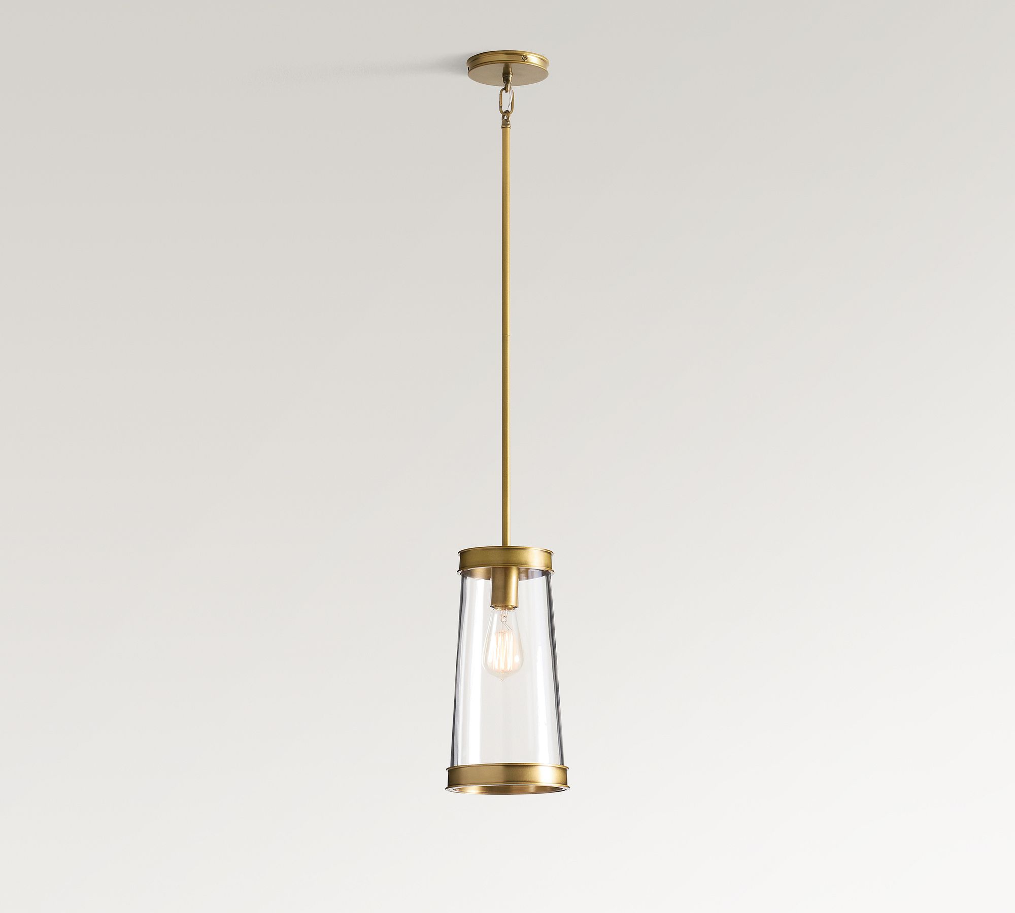 Driscoll Brass Drum Pendant Light - Vintage Glass Iron Lamp for Kitchen