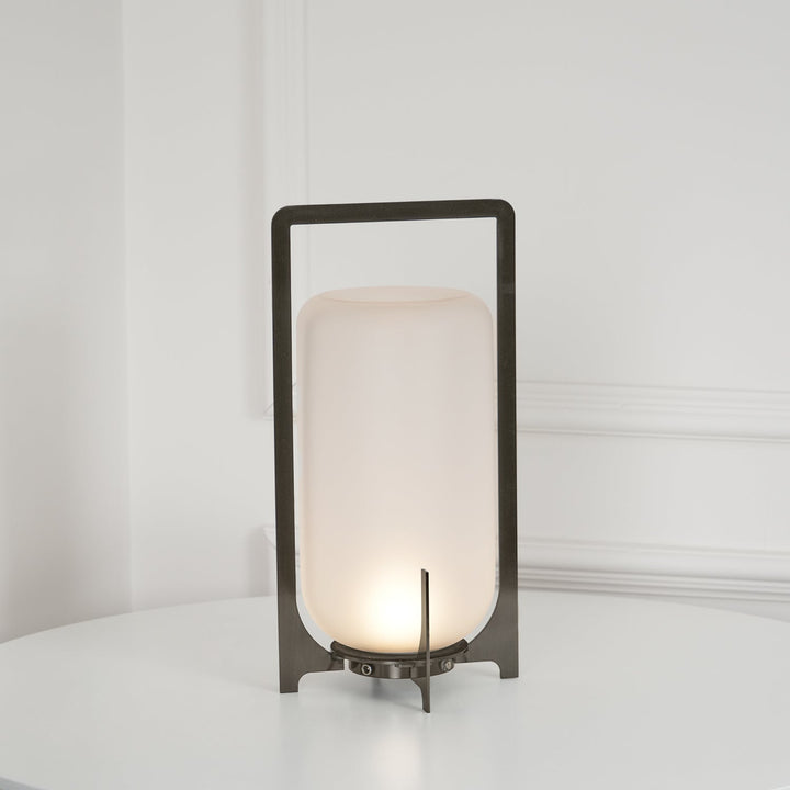 Lantern Table Lamp - Steel Modern Light for Bedroom & Living Room