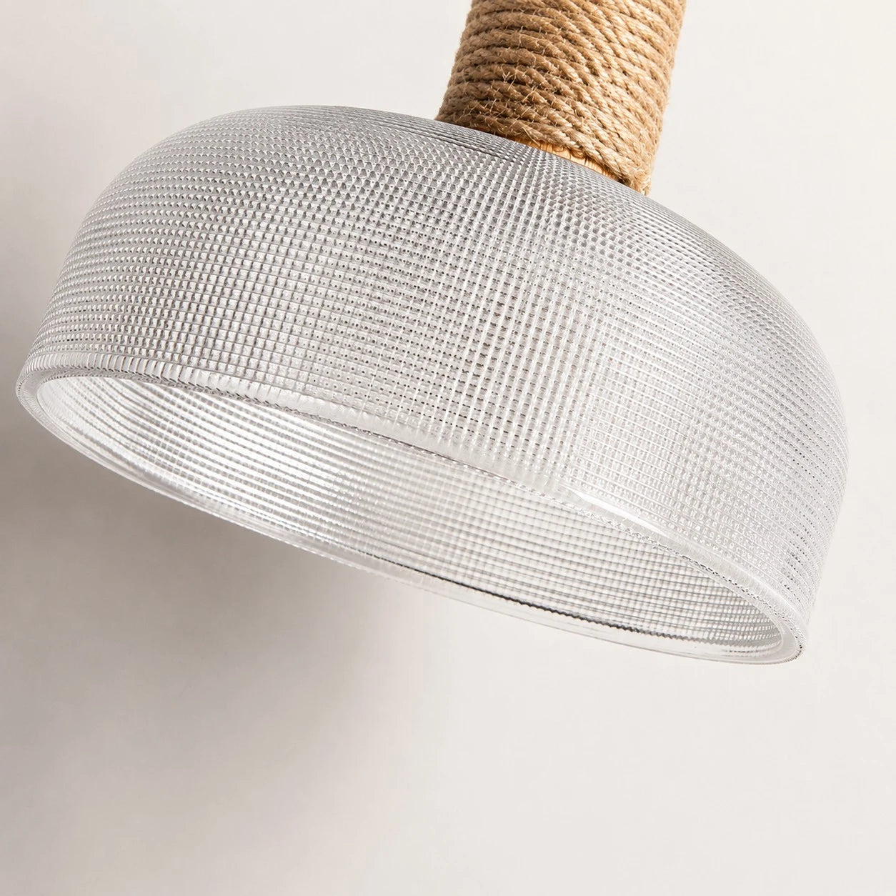 Rustic Woven Rope Glass Pendant Light Collection