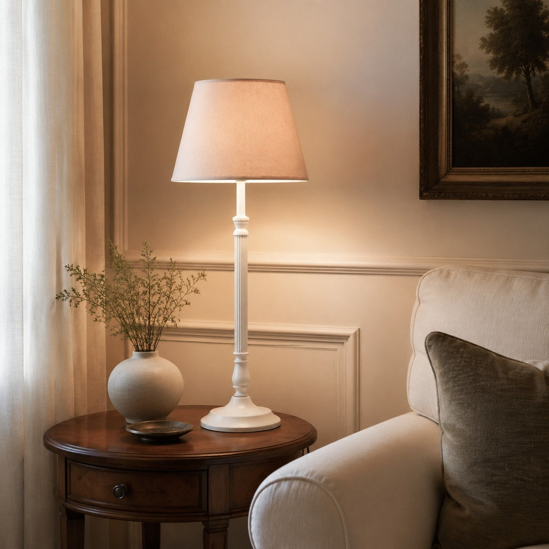 French Country Fabric Metal Table Lamp