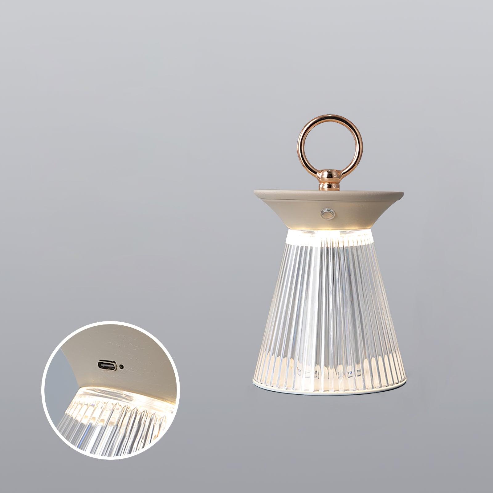 Gerippte Acryl-Tischlampe – USB-integriertes Batterielicht für Schlafzimmer