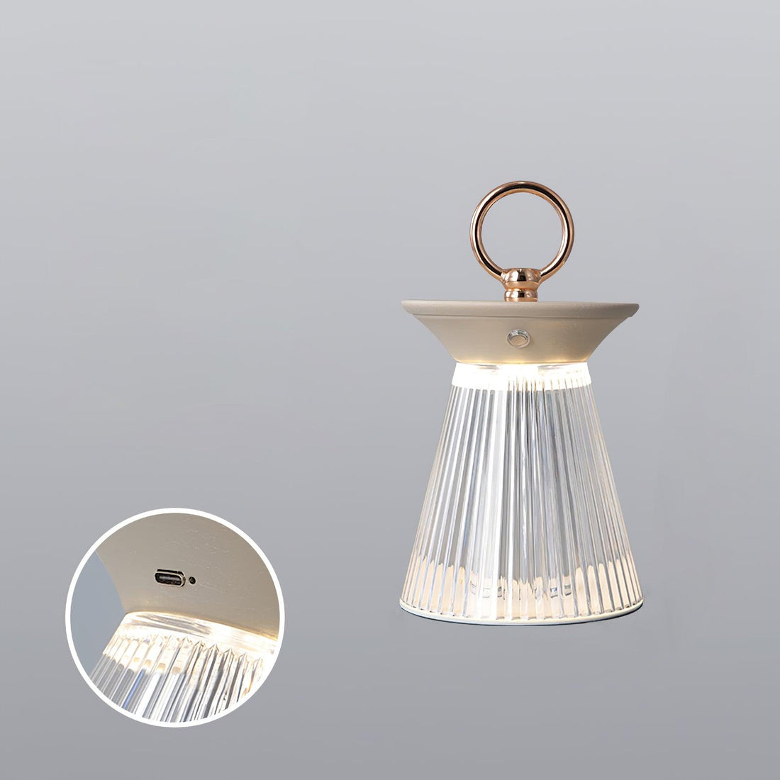 Gerippte Acryl-Tischlampe – USB-integriertes Batterielicht für Schlafzimmer
