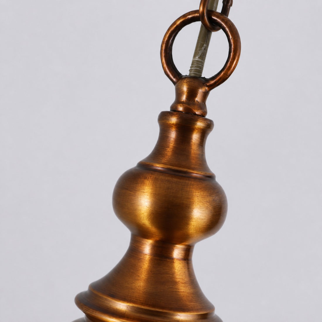 Mini-Hängeleuchte aus Messing und bernsteinfarbenem Glas
