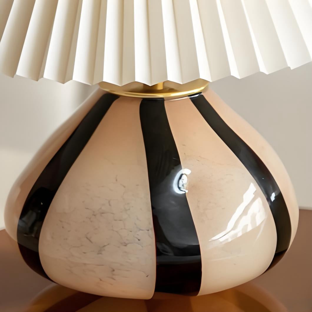 Undara Table Lamp - Pleated Fabric Shade Glass-Base Decorative Lamp for Living Room