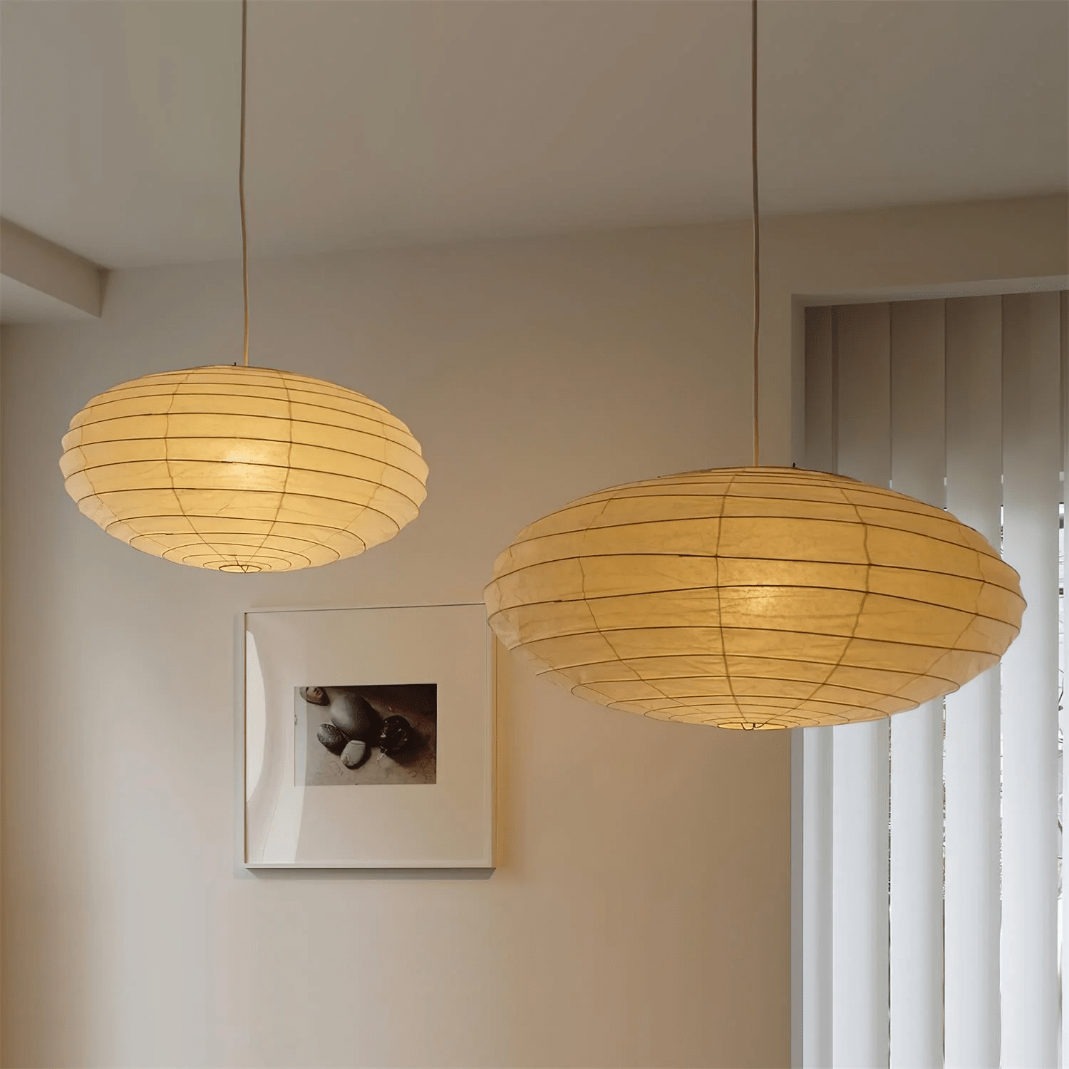 Washi Paper Pendant Lamp - Minimalist Japanese Light for Bedroom Decor