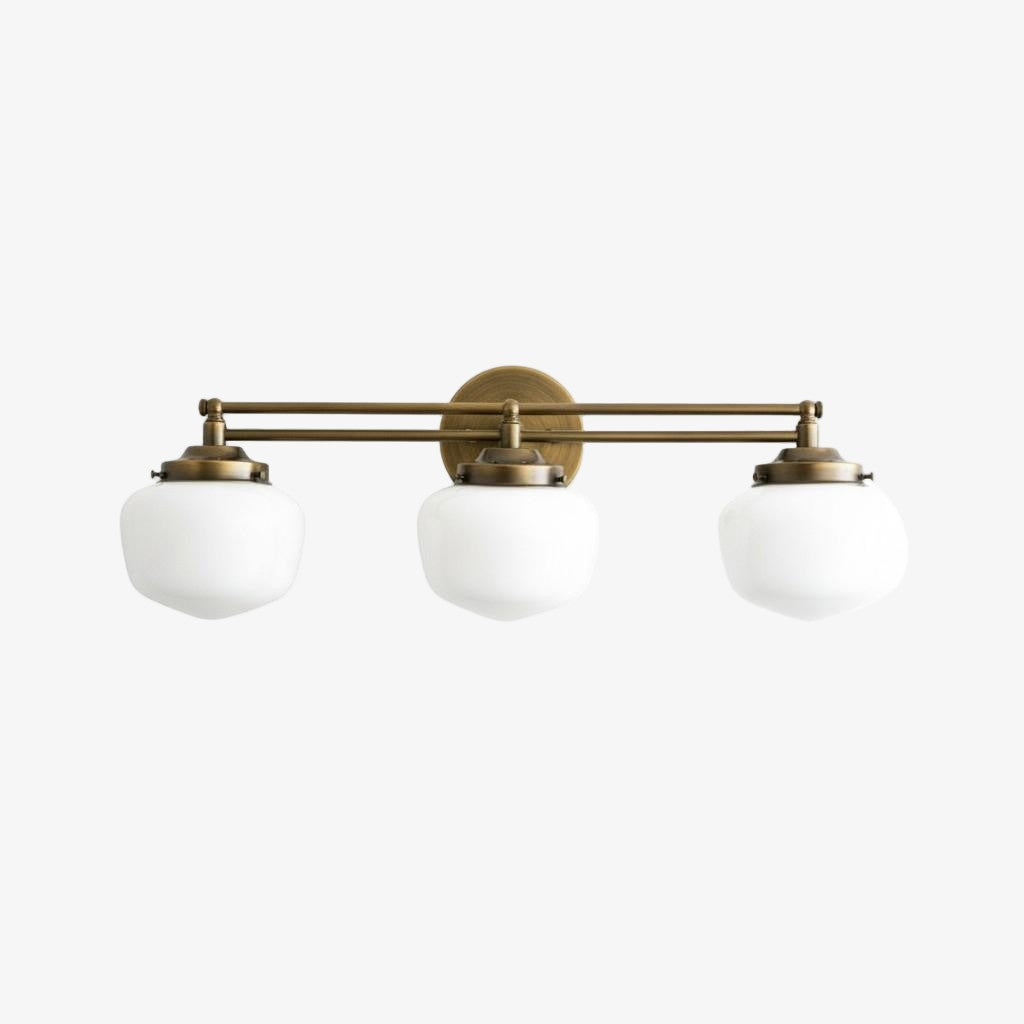 Opalglas Art Deco Vanity Light - Badezimmer-Wandleuchte mit weißen Glasschirmen