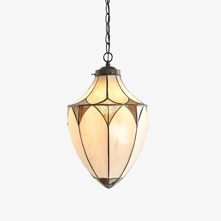 TF Brooklyn Acorn Stained Glass Design 1-Light Pendant Lamp – Tiffany Vintage Style for Dining and Entryway